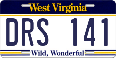 WV license plate DRS141