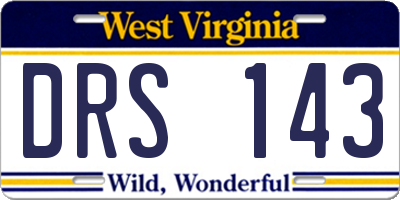 WV license plate DRS143