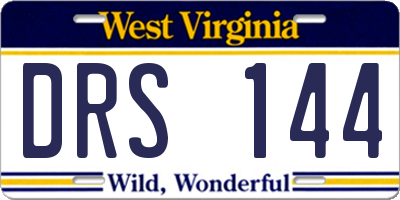 WV license plate DRS144
