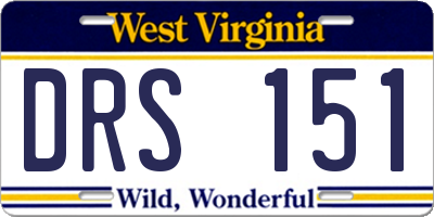 WV license plate DRS151