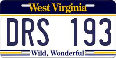 WV license plate DRS193