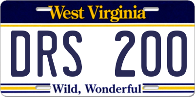 WV license plate DRS200