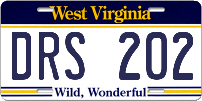 WV license plate DRS202