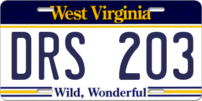 WV license plate DRS203