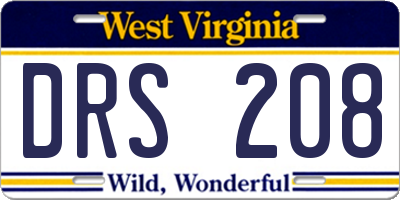 WV license plate DRS208