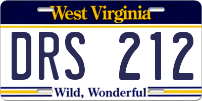 WV license plate DRS212