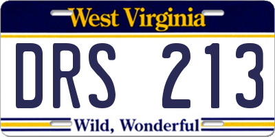 WV license plate DRS213