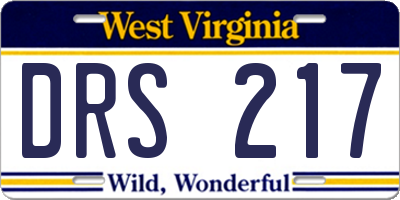 WV license plate DRS217