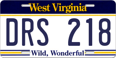 WV license plate DRS218