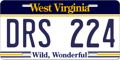 WV license plate DRS224