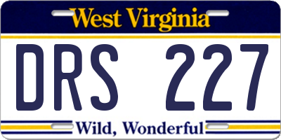 WV license plate DRS227