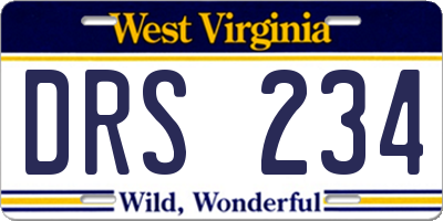 WV license plate DRS234