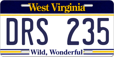 WV license plate DRS235