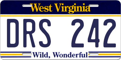 WV license plate DRS242