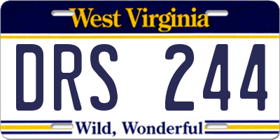 WV license plate DRS244