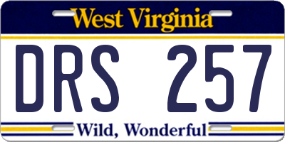 WV license plate DRS257
