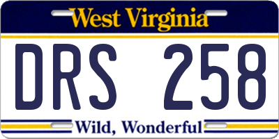 WV license plate DRS258