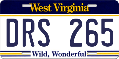 WV license plate DRS265