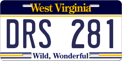 WV license plate DRS281