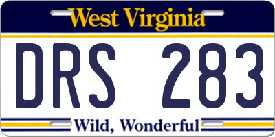 WV license plate DRS283