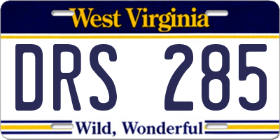 WV license plate DRS285