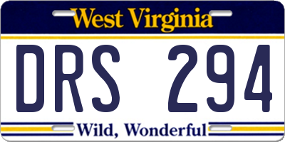 WV license plate DRS294