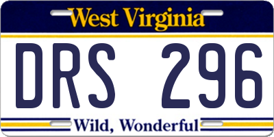 WV license plate DRS296
