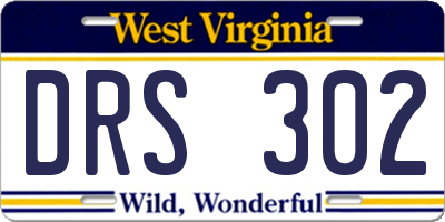 WV license plate DRS302