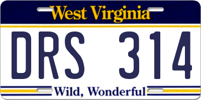 WV license plate DRS314