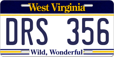WV license plate DRS356