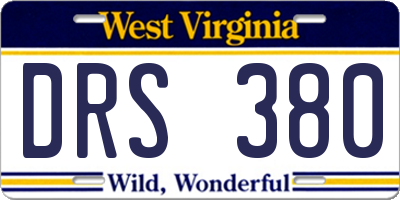 WV license plate DRS380