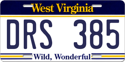 WV license plate DRS385