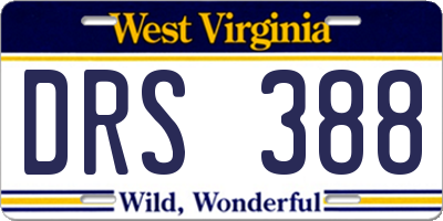 WV license plate DRS388