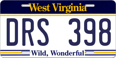 WV license plate DRS398