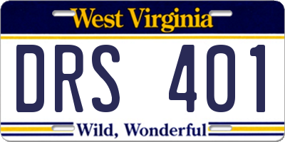 WV license plate DRS401