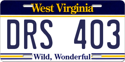 WV license plate DRS403