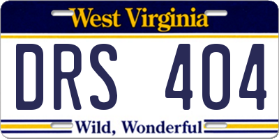 WV license plate DRS404