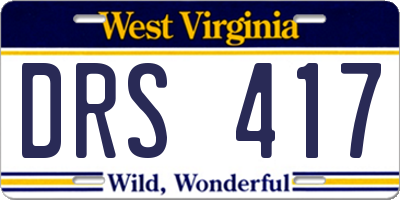 WV license plate DRS417