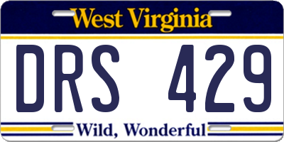WV license plate DRS429