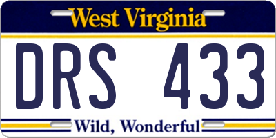 WV license plate DRS433