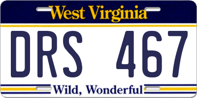 WV license plate DRS467