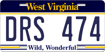 WV license plate DRS474