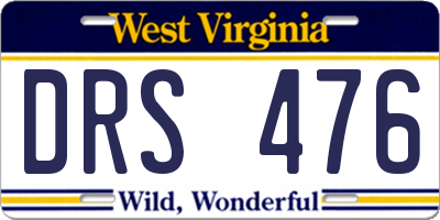 WV license plate DRS476