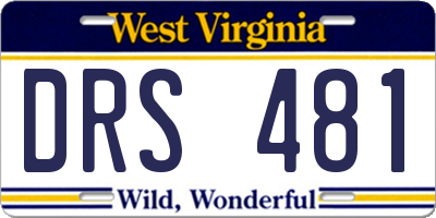 WV license plate DRS481