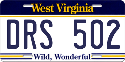 WV license plate DRS502