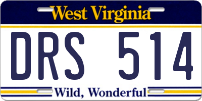 WV license plate DRS514