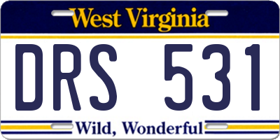 WV license plate DRS531