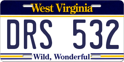 WV license plate DRS532