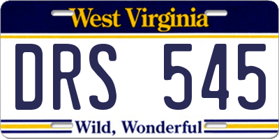 WV license plate DRS545