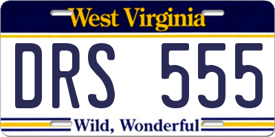 WV license plate DRS555